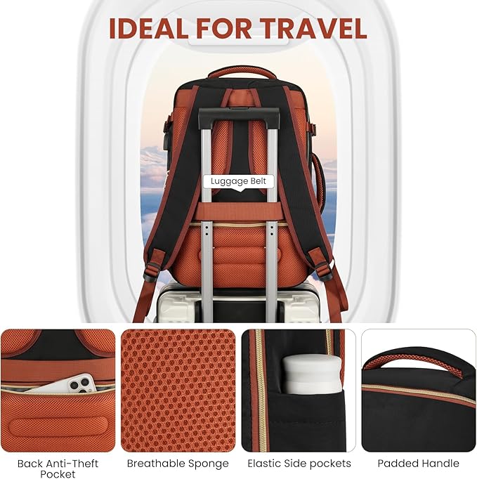 Travel Carry On Backpack for Women with 4 Packing Cubes,TSA Airline Approved Weekender Bags for Airplane Travel Essentials, Mochila Viaje for Business Hiking Work School College