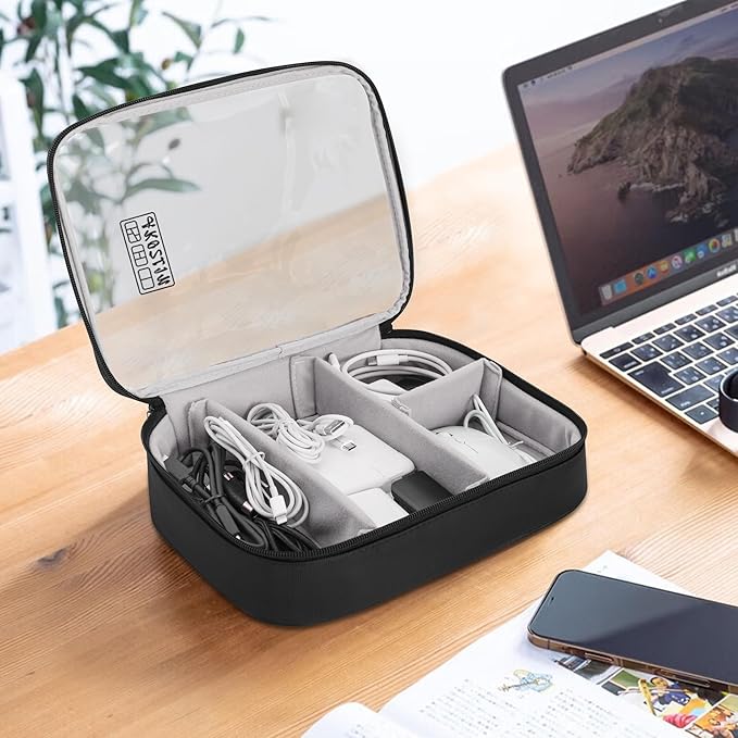 AKOZLIN Padded 3pcs/set Travel Organizer Office Cord Cable Electronics Accessories Bag Electrical Cord Management Case