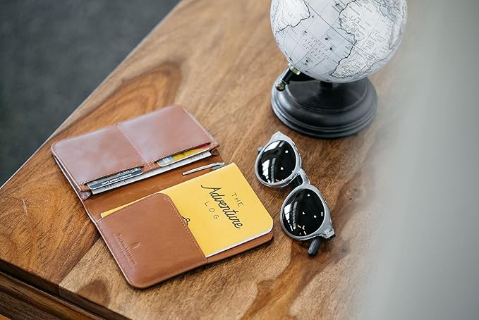 Distil Union Passport Cover+ | RFID-Shielded Premium Full-Grain Leather | Fits Passport, Cards, Cash, and More | Slim Travel Wallet and Organizer (Brown)