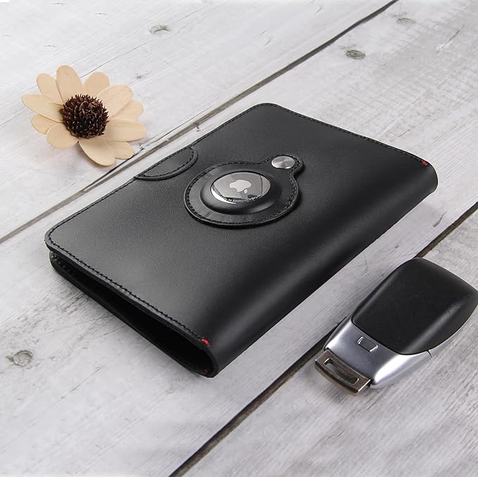 Leather Passport Holder for Travel - Passport Wallets with AirTag Slot, 5 Card Slots & Secure Button Closure, Durable Passport Cover for Men & Women - Crazy Horse Leather(5.9'' x 4.13'')