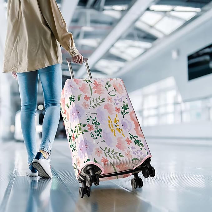 Travel Luggage Cover Suitcase Protector Fits 18-32 Inch Wheel Covers PatternedTravel Related Items Flower Luggage Protector Elastic M