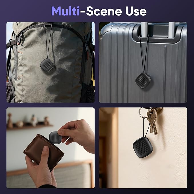 Air Tracker Tags-4 Pack: Bluetooth Tracker Work with Apple Find My (iOS only), Smart Tag Keys Finder Tracking Tags and Item Locator for Luggage Tracker, Bags, Kids, Pets, Wallet, Travel