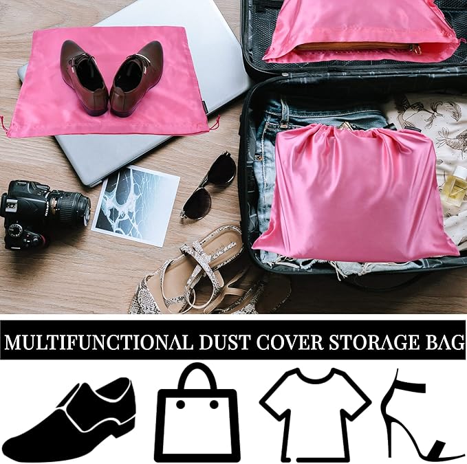 GONGKANGYUAN 6 Pack Dust Bags for Handbags – Silk Drawstring Storage Pouch, Dustproof Travel Organizer for Purses, Shoes & Boots