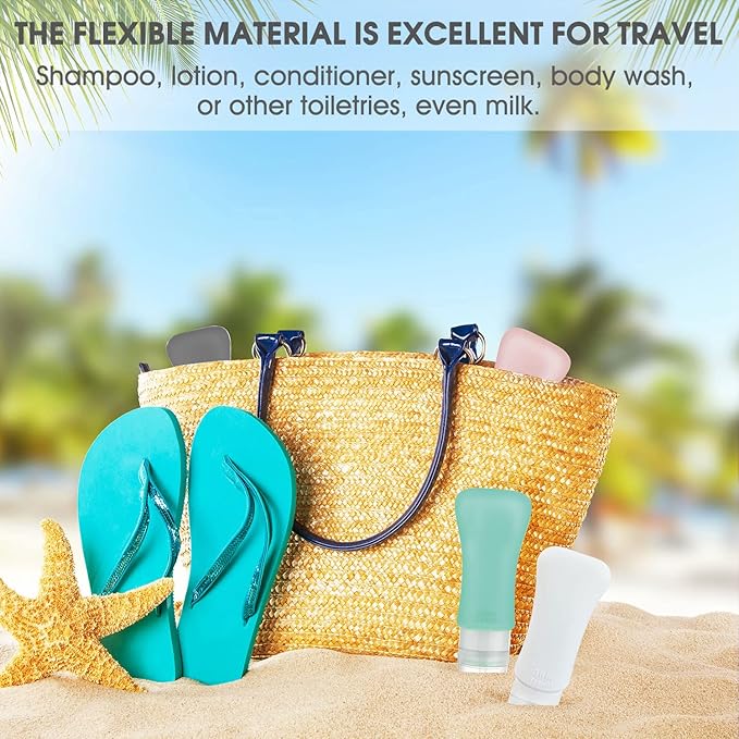 20 Pack Travel Bottles, 3oz 2oz Leak Proof Accessories Toiletries, Shampoo And Conditioner Bottles,Perfect for Business or Personal Travel, Fun Outdoors Silicone 20 Pieces