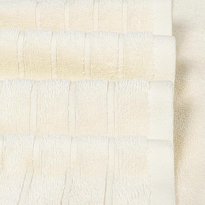 Tens Towels Pack of 8 Towels Set, 2 Extra Large Bath, 2 Hand, 4 Washcloths, 100% Cotton, Lighter Weight, Quicker to Dry, Super Absorbent, Perfect for Bathroom, Cream