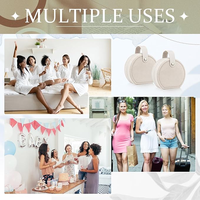 Weysat 8 Pack Velvet Travel Jewelry Case Bulk Mini Bridesmaid Jewelry Box Small Earring Storage Organizer for Women Proposal Gifts(White, Velvet)