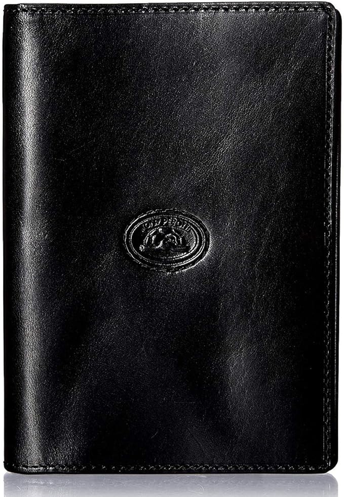 Tony Perotti Unisex Italian Bull Leather Executive Bifold Passport Cover Case in Black
