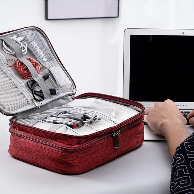 OrgaWise Electronics Organizer, Electronic Accessories Bag Travel Cable Organizer Three-Layer for iPad Mini, Kindle, Hard Drives, Cables, Chargers