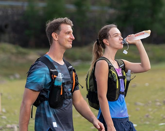 MARCHWAY Soft Hydration Flask with Wide Mouth, 300ml/500ml Collapsible TPU Water Bottle, Leakproof Portable Flexible for Running, Hiking, Cycling, Climbing, Gym, Travel (2pcs White 500ml)