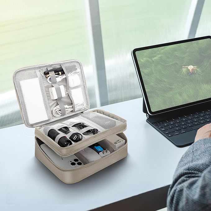 CILLA Electronic Organizer Travel Case, Travel Cord Organizer Case Portable Waterproof Cable Organizer Bag for Charger, Cord, USB, Power Bank, Earphone