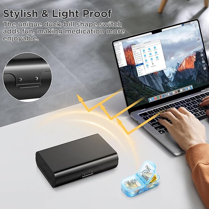 Zannaki Metal XL Weekly Pill Organizer 2 Times a Day, Large Travel Daily Pill Box 7 Day, Portable Week Twice Pill Holder Container, AM PM Pill Case for Medicine Vitamin Medication Supplement, Black