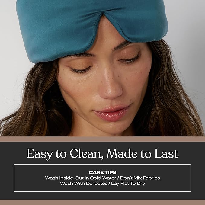 Silk Sleep Mask for Women - Mulberry Silk Eye Mask for Sleeping - Breathable, Washable, Light-Blocking – Piquant Teal, S