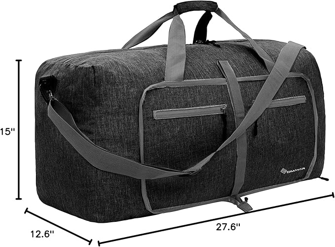 Dimayar 85L Travel Duffle Bag for Men Women - Foldable Duffel Bag with Shoes Compartment - Overnight Bags Waterproof & Tear Resistant(Black)