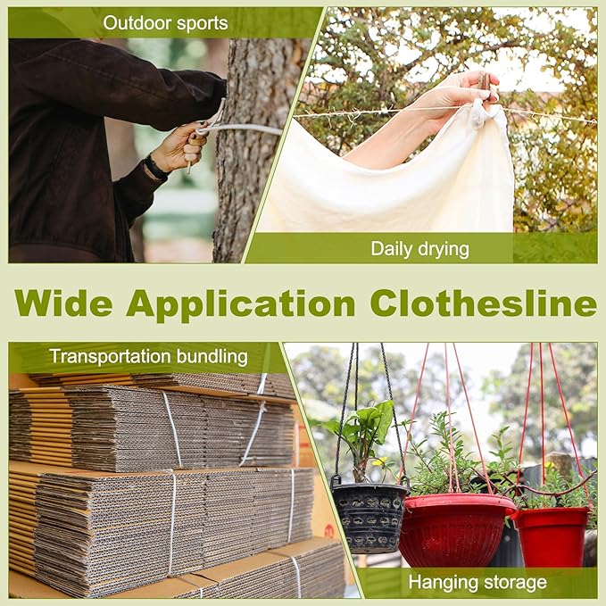 uxcell 4mm Nylon Rope, 10ft Portable Clothesline for Luggage and Backpack Tie Downs, Hanging Clothes, Swings, Camping and Mountaineering Tie Downs, White