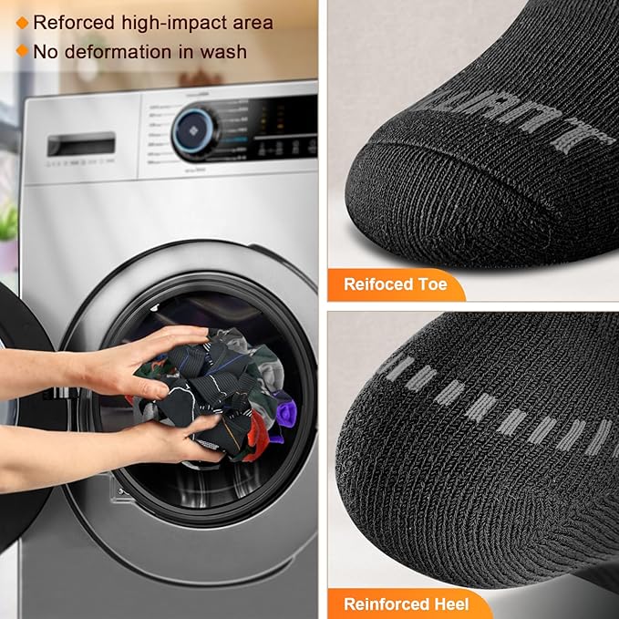 BULLIANT Compression Socks for Men 6Pairs, Athletic Crew Socks Cushioned For Men Sports Running-Arch Support