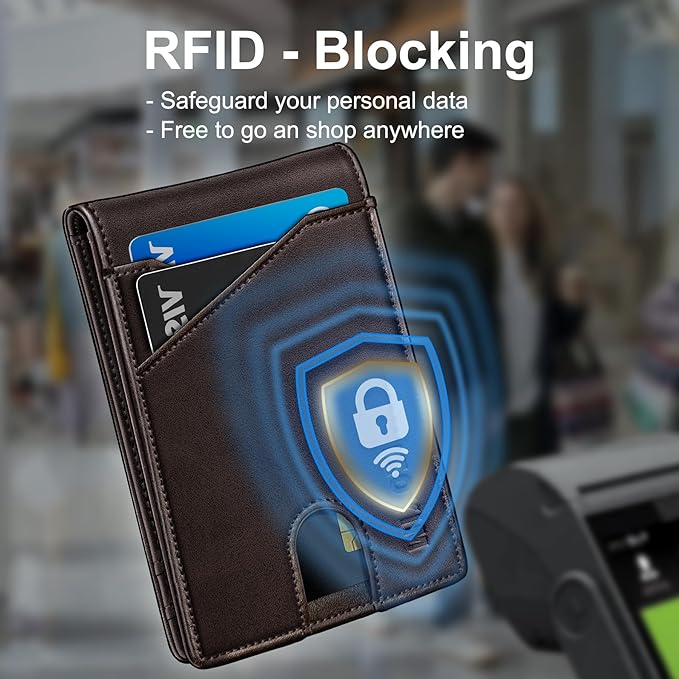 Airtag Wallet for Men,with Money Clip 11 Cards Slim Front Pocket Leather RFID Blocking Wallet with Gift Box