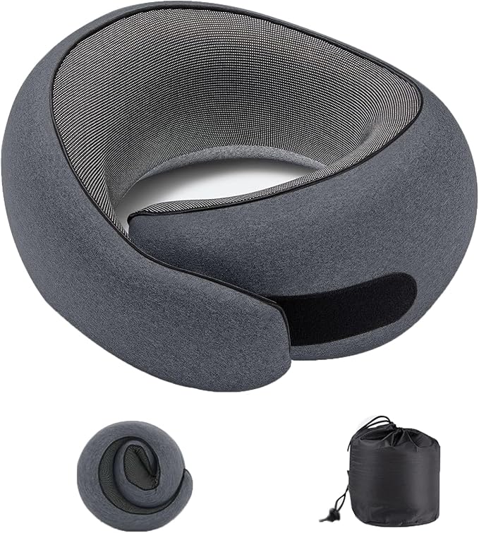 Ergonomic Memory Foam Neck Pillow for Travel & Home - Supportive, Washable Cover, Ideal for Airplanes, Cars, Office Naps - Neck Pain Relief