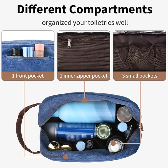 Litvyak Duffle Bag for Travel, 50L Canvas Travel Duffel Bags Overnight Weekend Gym Carry On Luggage Bag for Men & Womenn(Blue+Toiletry Bag)
