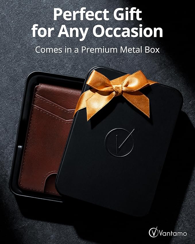 Vantamo Premium Wallet for Men with Money Clip & Card Holder, Compact & Slim Wallet with RFID, 8-12 Cards, Perfect Gifts for Men