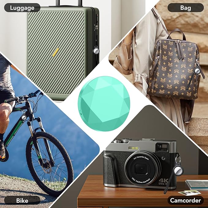 Air Tracker Tags 6 Pack, Bluetooth Trackers Work with Apple Find My (iOS Only), Smart Tag with Protective Case/Keychain, Item Finders for Luggage/Key/Suitcases, Replaceable Battery, Mint Cyan