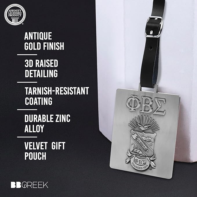 Phi Beta Sigma Official Vendor - Travel Luggage Tags - Set of 2 - Greek Letters and Shield - Fraternity Paraphernalia