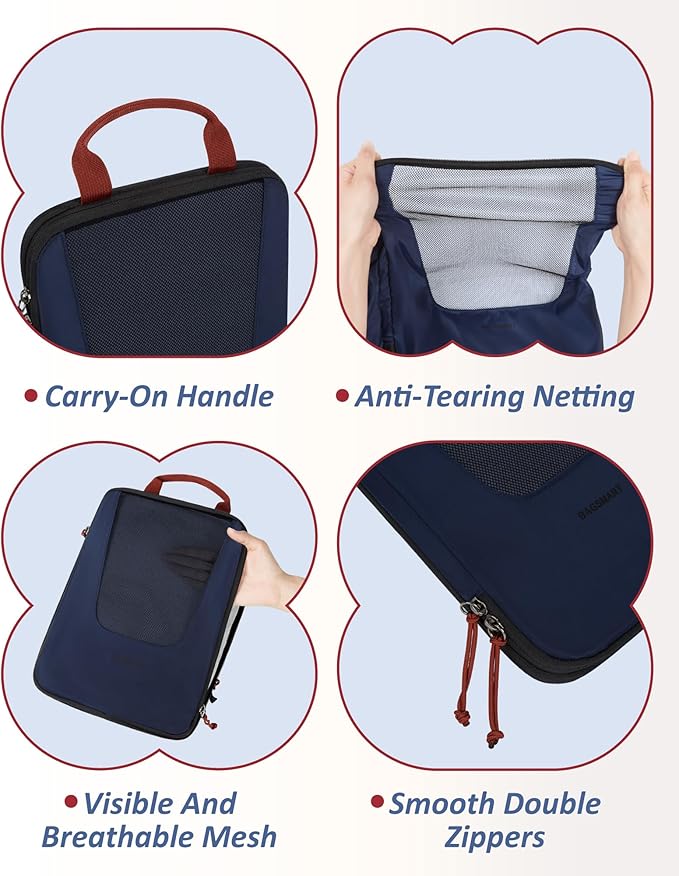 BAGSMART Compression Packing Cubes for Travel, 6 Set/5 Set/4 Set, Compression Suitcase Organizer Bags Set for Suitcases Travel Essentials, Lightweight Packing Organizers