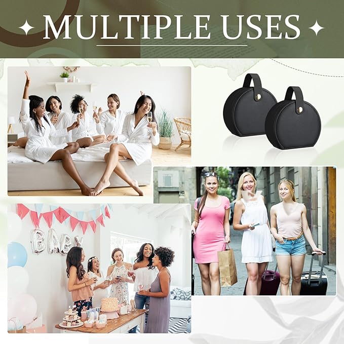 Weysat 12 Pack Travel Jewelry Case Mini Leather Bridesmaid Jewelry Gift Box Bulk Small Earring Storage Organizer (Black)