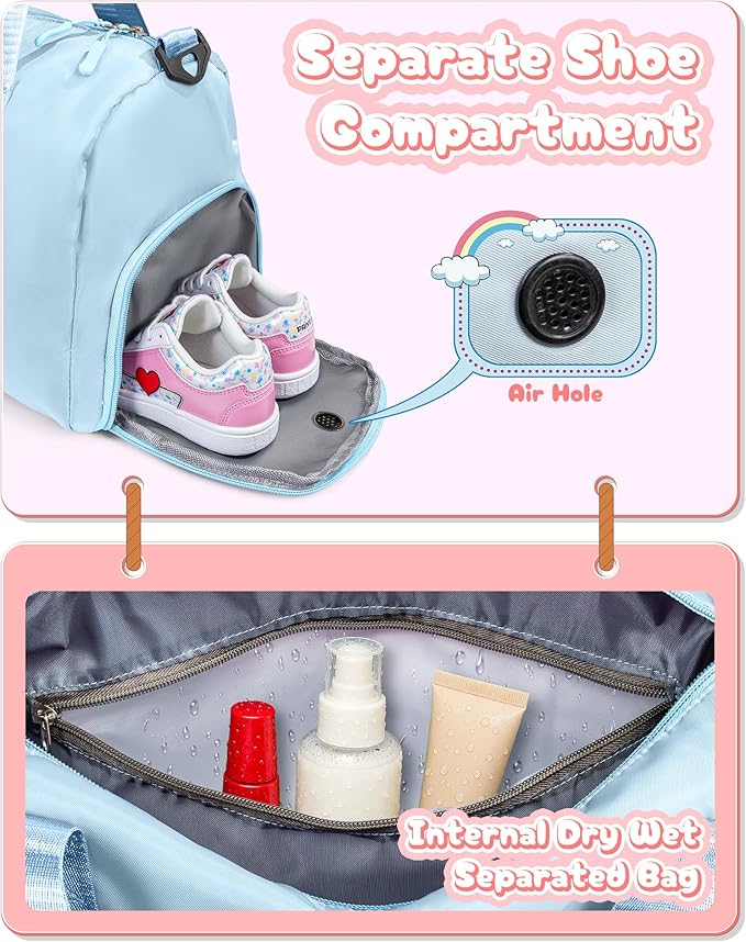 Gifts for Daughter-Girl Gym Bag with Shoe Compartment, Kid Personalized Weekender Overnight Bags, Initial Travel Tote with Makeup Pouch, Gift for Granddaughter Sister Niece (Letter H)