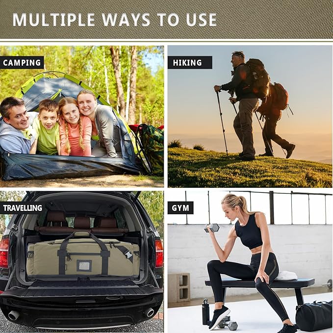 105l Large Duffel Bag For Travel, Gym & Sports - Water Repellent Polyester, Hidden Straps, Shoe Compartment - Perfect Luggage Duffle Bag Or Backpack For Men & Women