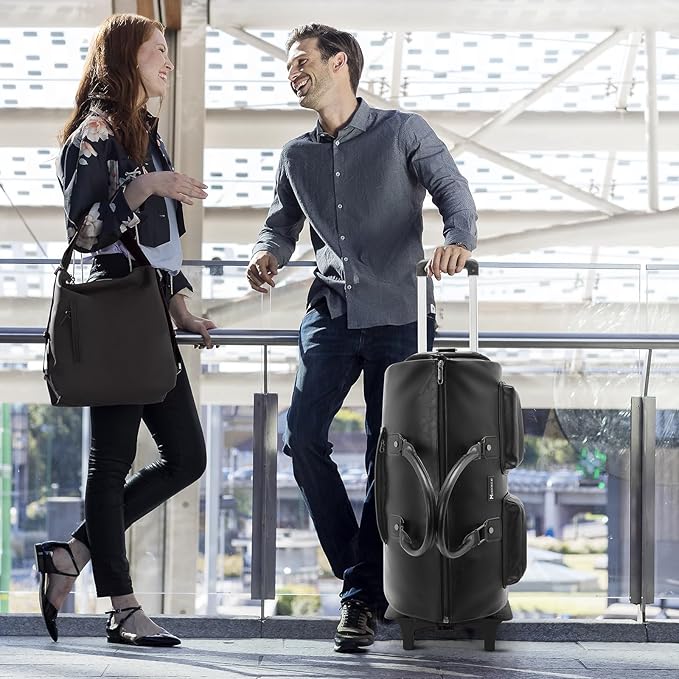 Leather Garment Bag for Travel, Modoker Carry On Suit Carrier Travel Bag with Shoulder Strap/Multiple Pockets - Ideal for Business Trips & Weekend Getaways - The Garment Duffel Bag for Traveling Men