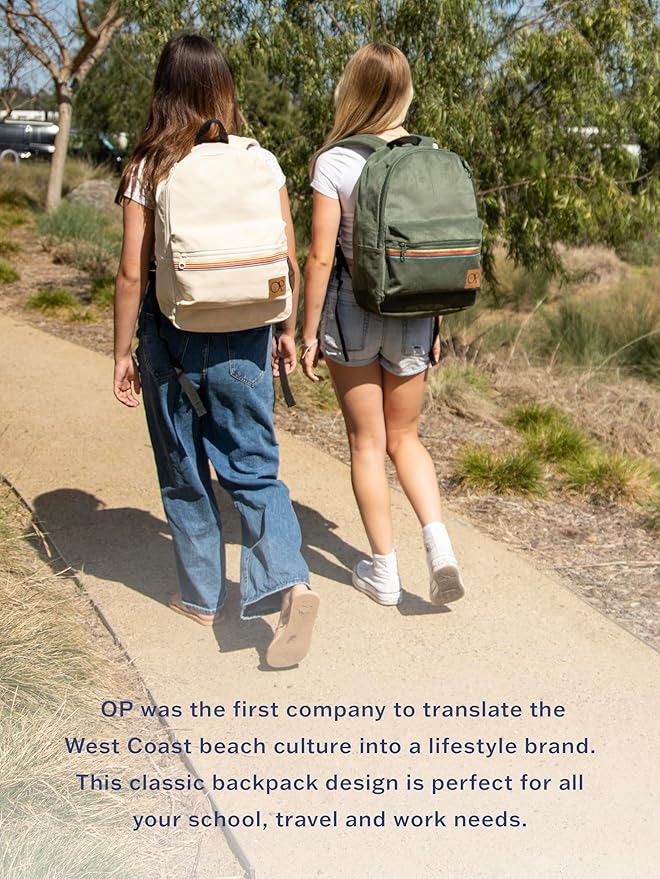 Ocean Pacific OG Corduroy Backpack for Travel, Sports, Beach, Work, Casual Daypack for Men Women Fits 15.6 Inch Laptop (Olive)