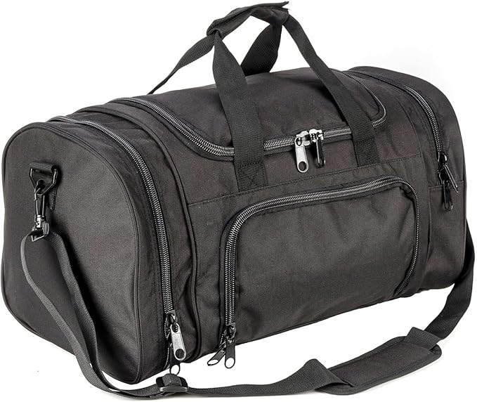 Military Tactical Outdoor Gym Bag Small Duffel Bag with Shoes Compartment for Sports Travel Camping Hunting (A-Black)
