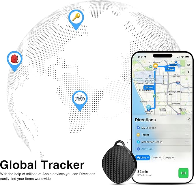 Air Tracker Tags - 4 Pack, Smart Bluetooth Tracker Tag Works with Apple Find My, 100dB Sound, Replaceable Battery, Keys Finder and Item Locator for Bags, Suitcase, Wallet, Backpack, Pet (iOS Only)