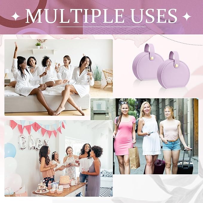 Weysat 12 Pack Travel Jewelry Case Bulk Mini Leather Bridesmaid Jewelry Gift Box Small Earring Storage Organizer (Purple)