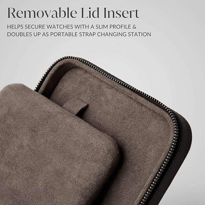 TAWBURY 3 Watch Case with Storage Compartment – Top-Grain Leather Watch Travel Case for Men | Leather Watch Roll Travel Case | Travel Watch Cases for Men | Travel Watch Box for Men Leather