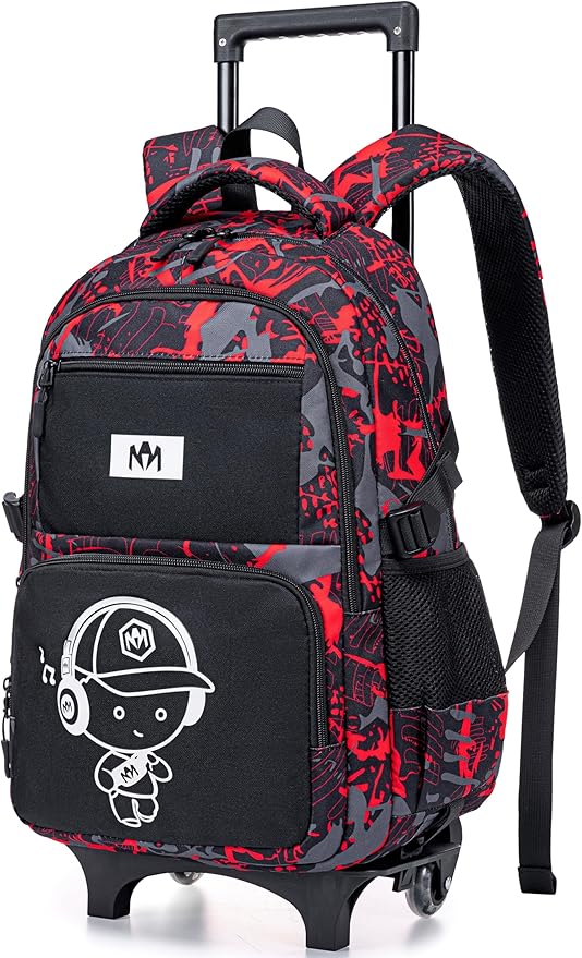 Bluboon Rolling Backpack with Wheels Kids Backpack for Boys Teens Wheeled Bookbag Kids Luggage Travel Hiking