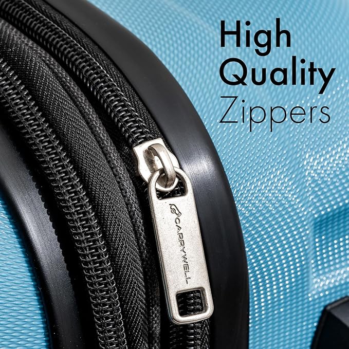 (Not Made In China) Carry-On Luggage Hardside Spinner, 4 Wheels, Lightweight and Expandable 22 Inch Suitcase Rolling Carryon (Blue)