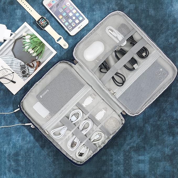 Electronic Organizer Travel Universal Cable Organizer Electronics Accessories Bag for Cable, Charger, Phone, USB, SD Card,1Pack