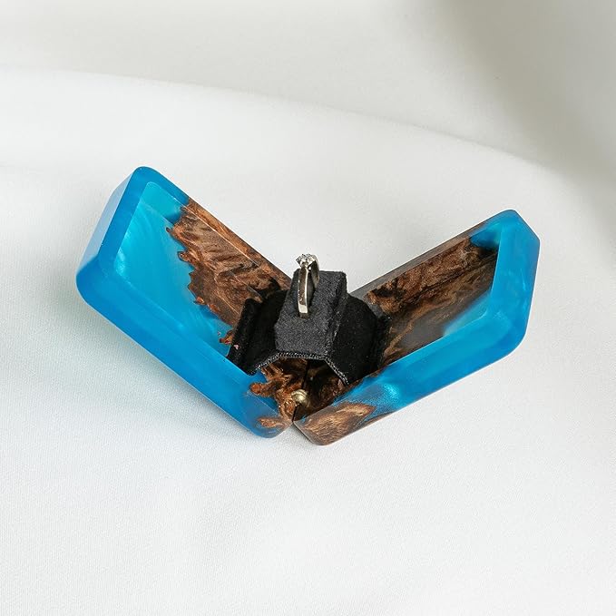 RWA Slim Engagement Ring Box for Proposal β Unique Wedding Ring Holder & Jewelry Display Case β Travel Jewelry Organizer, Ring Bearer Box, Proposal Gift, Wedding Ring Box for Ceremony, FLIP blue