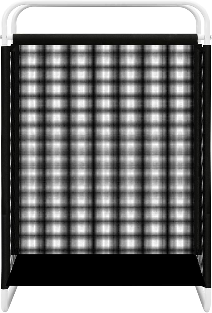 STO STO Laundry Hamper, 75L Laundry Basket with Vinyl Mesh Bag, Lightweight Portable Dirty Clothes Hamper, Laundry Bin with Metal Frame for Laundry Room, Bedroom, Closet and Dorm, Black Mesh