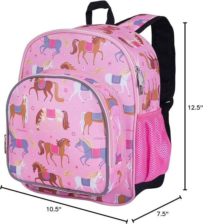Wildkin 12-inch Kids Backpack – Padded, Adjustable, Ideal for Daycare & Travel - Horses
