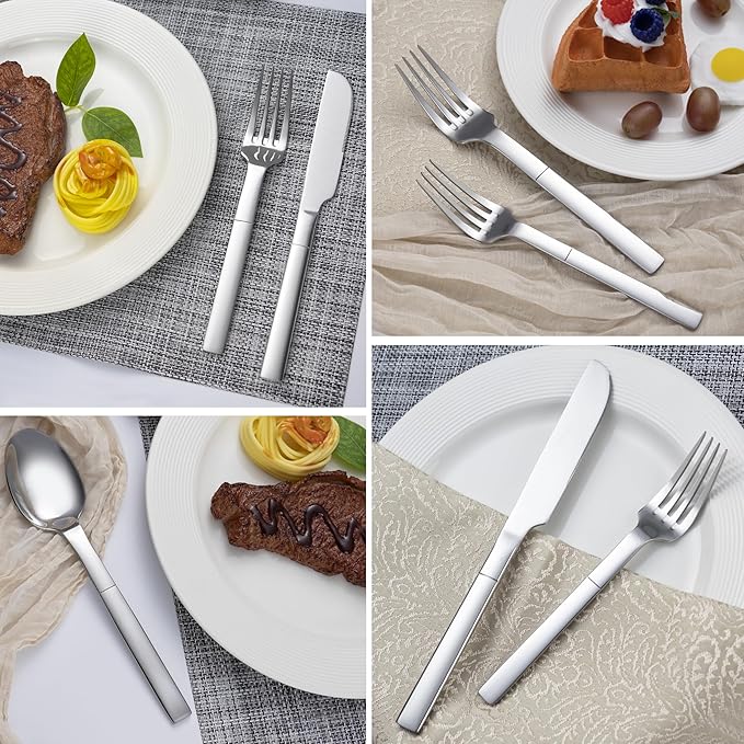 Silverware Set, 20-Piece Flatware Set for 4, Stainless Steel Cutlery Set Mirror Polished Cooking Utensils Set for Home and Kitchen, Dishwasher Safe