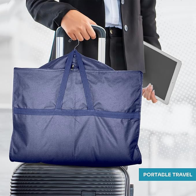 Travel Garment Bag with Zipper Pocket, Suit Bag for Suits, Dresses, Coats