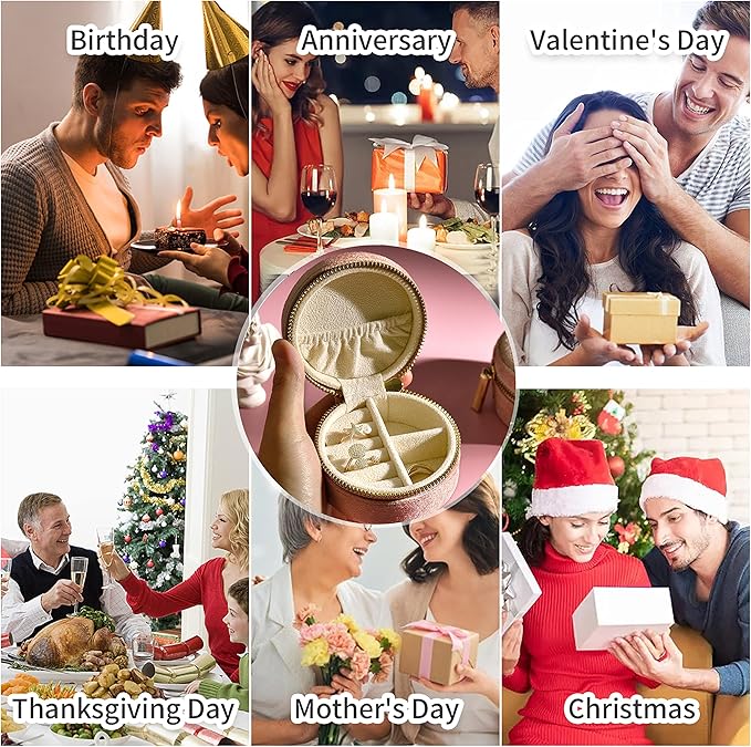 TAIMY Plush Velvet Travel Jewelry Box, Round Mini Travel Jewelry Case for Women Girls, Portable Mini Jewelry Travel Organizer Boxes for Rings Earrings Necklaces Bracelets(Ocean Blue)