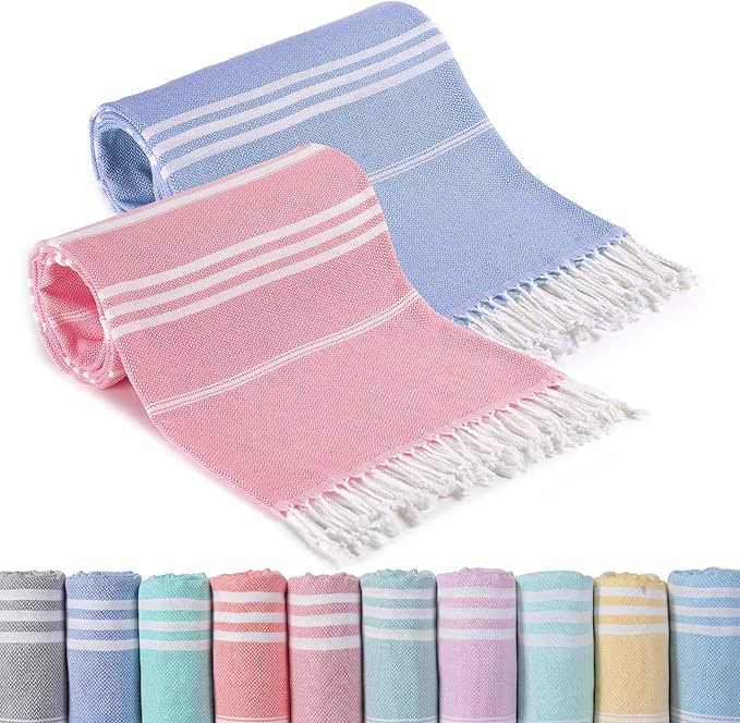 2 Packs Turkish Beach Towels Vacation Essentials Quick Dry Sand Free Soft Absorbent Extra Large Xl Big Blanket Adult Oversized Bath Pool Swim Towel Lightweight Thin Sandless Compact No Sand Packabl