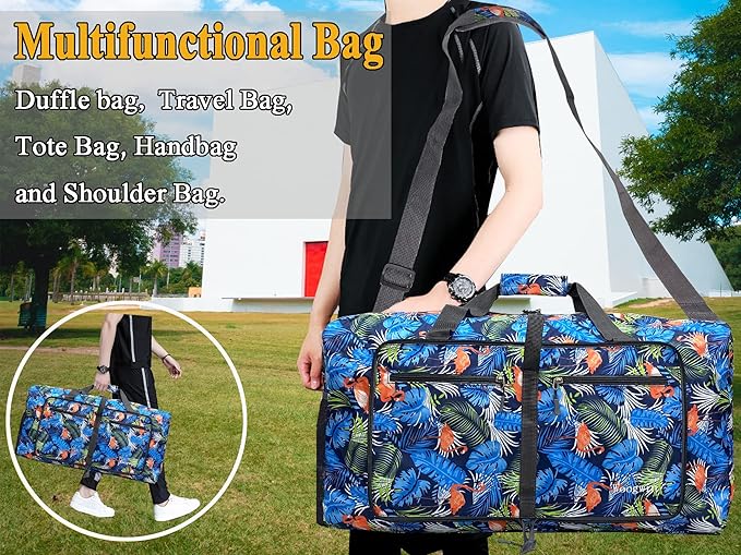 Woogwin Travel Duffel Bag Large Foldable Waterproof Overnight Bag for Beach Swim Bags Pool Sports Gym