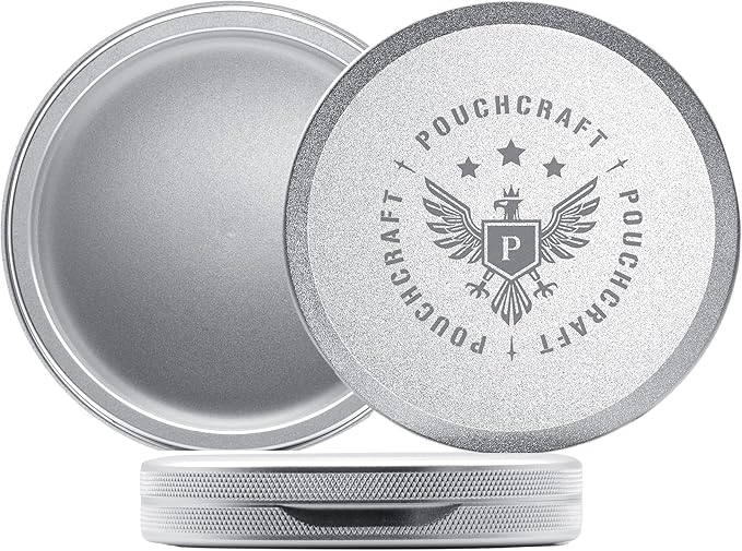 Metal Pouch Can | Metal Container | Slim EDC Pocket Tin | Airtight & Moisture-Resistant | Compact Daily Organizer | Pill Case & Travel Tin | Fatherโs Day Gift for Dad | (Insignia Ed, Silver, Slim)