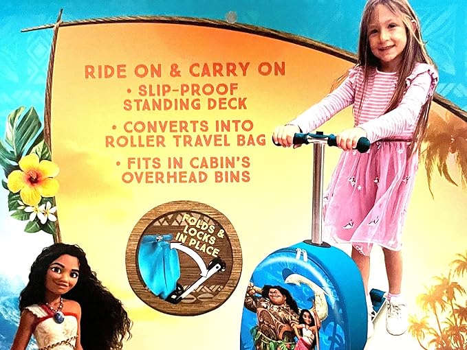 Fast Forward Kid’s Licensed 18" Ride-On Suitcase Scooter - Lightweight Carry-On Foldable Scooter Luggage