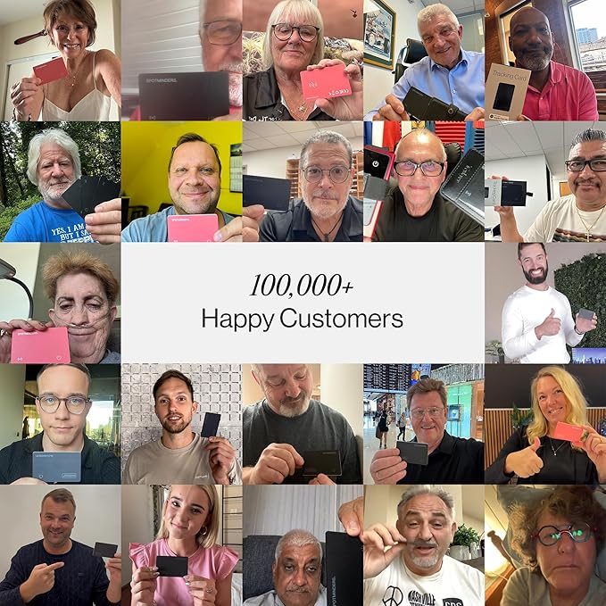 SPOTMINDERS Apple MFi Certified Wallet Tracker for Christmas Stocking Stuffers - Gifts for Women Works With Apple Find My IP68 Rechargeable Slim Tracking Card for iOS - White Elephant Gifts for Adults