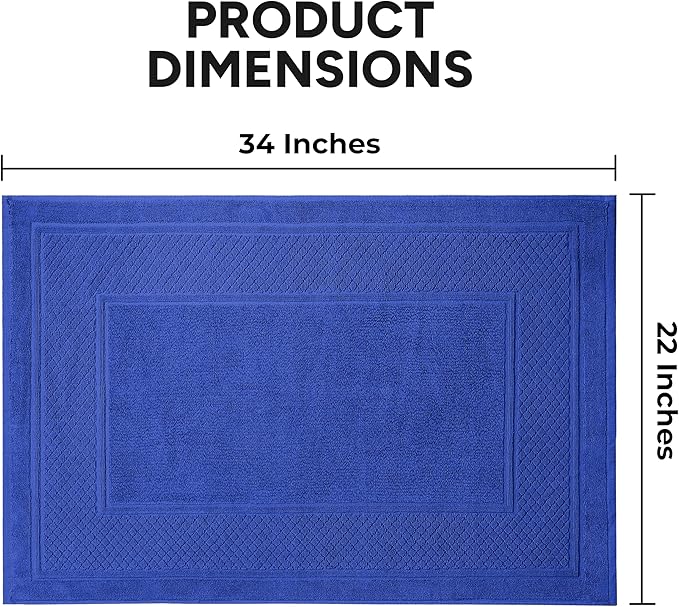 Avalon Towels Blue Bath Mat - 100% Cotton Set of 2 Absorbent Bathmat - Bathroom Mats Quick Dry Bath Mats for Bathrooms (22x34 Inches)